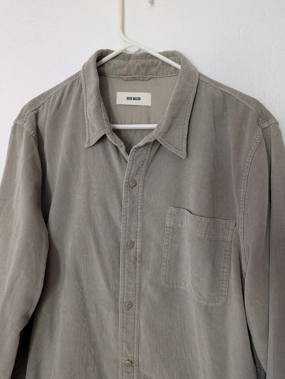 Buck Mason Corduroy Button Up Shirt Size XL Gray Pre Owned
